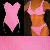 Csíkos fürdőruha anyag - PINK/BLUE